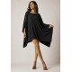Vestido Kaftan Malha Glória Curto Preto e Detalhe Mescla