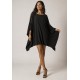 Vestido Kaftan Malha Glória Curto Preto e Detalhe Mescla