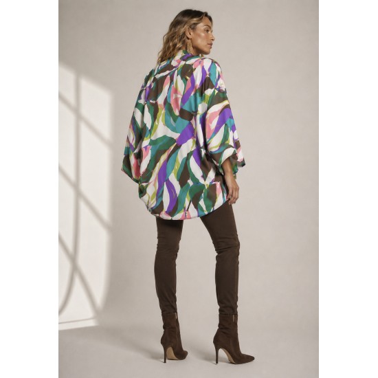 Kimono Viscose Manga Ampla Estampa Encanto Botânico