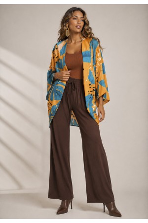 Kimono Viscose Manga Ampla Estampa Aurora Botânica
