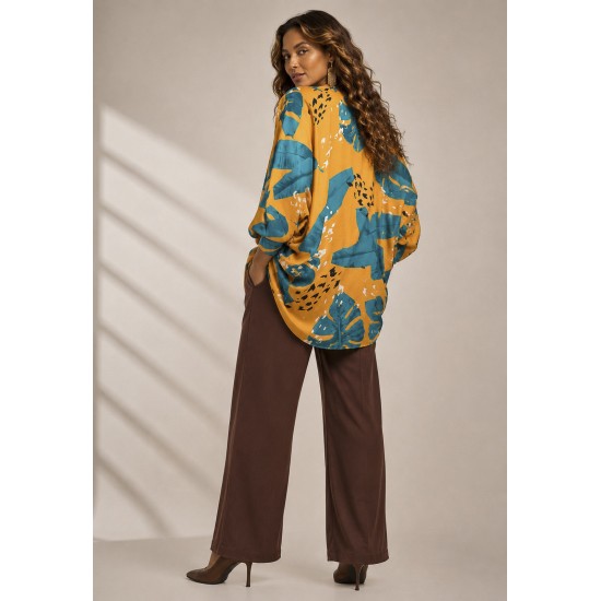 Kimono Viscose Manga Ampla Estampa Aurora Botânica