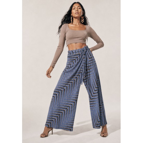 Calça Transpasse Nadi Pantalona Estampa Murici