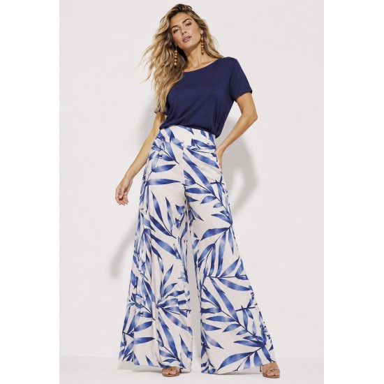 Calça Pantalona Granja Malha Bambu Azul