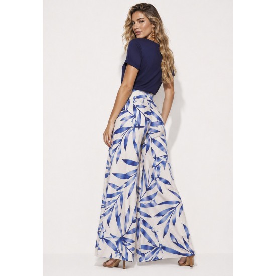 Calça Pantalona Granja Malha Bambu Azul