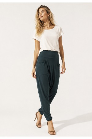 Calça Saruel Malha com Bolso na Frente Verde