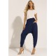 Calça Saruel Malha com Bolso na Frente Azul Marinho