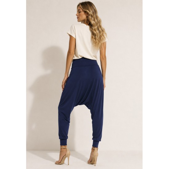 Calça Saruel Malha com Bolso na Frente Azul Marinho