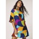 Vestido Curto Viscose Estampa Jardim Azul