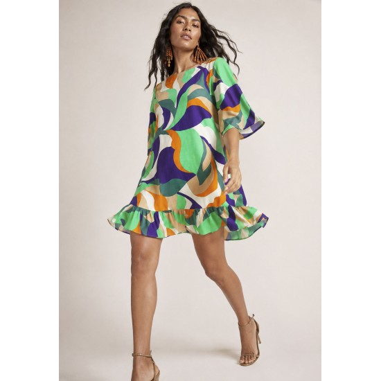 Vestido Curto Viscose Estampa Brisa do Mar