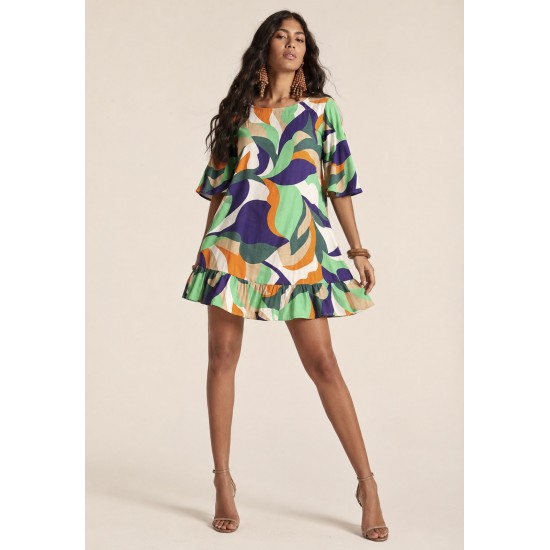 Vestido Curto Viscose Estampa Brisa do Mar