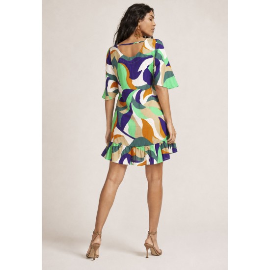 Vestido Curto Viscose Estampa Brisa do Mar