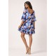 Vestido Curto Viscose Babado Estampado