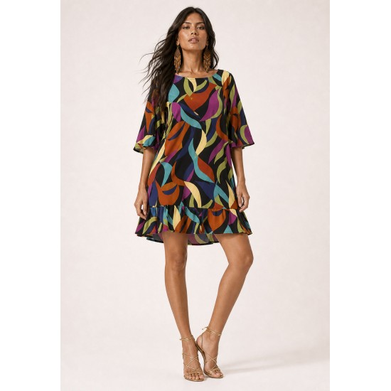 Vestido Curto Viscose Estampa Aurora Urbana
