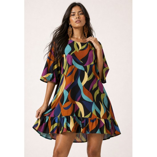 Vestido Curto Viscose Estampa Aurora Urbana