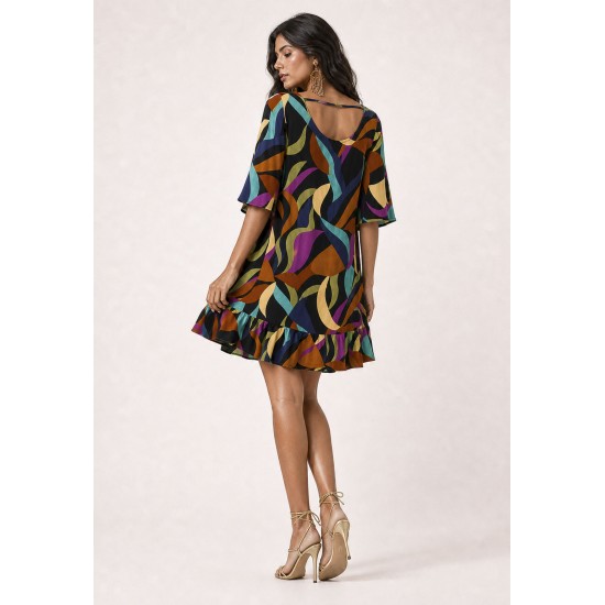 Vestido Curto Viscose Estampa Aurora Urbana