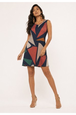Vestido Amana Curto Regata Malha Geometrias do Tempo