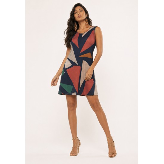 Vestido Amana Curto Regata Malha Geometrias do Tempo