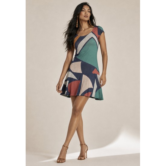 Vestido Aiyra Curto Malha Geometrias do Tempo