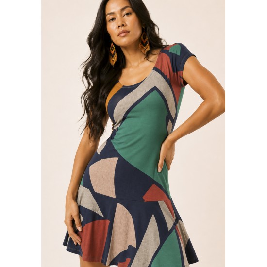 Vestido Aiyra Curto Malha Geometrias do Tempo