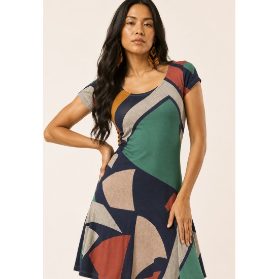 Vestido Aiyra Curto Malha Geometrias do Tempo