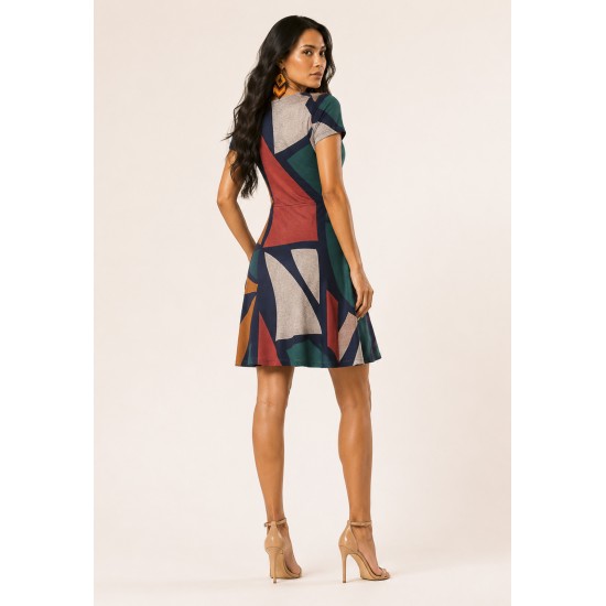 Vestido Aiyra Curto Malha Geometrias do Tempo