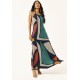 Vestido Longo Malha Trapézio Estampa Geometrias do Tempo