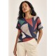 Blusa Básica Morcego Malha Gola Canoa Manga Curta Geometrias do Tempo