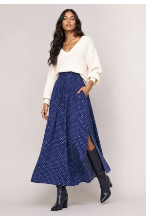 Saia Longa Viscose Azul