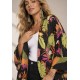 Kimono Viscose Manga Ampla Estampa Noite Botânica