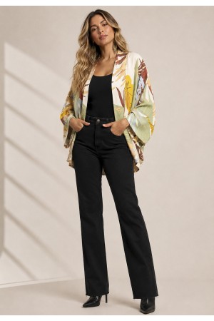 Kimono Viscose Manga Ampla Estampa Aurora Suave Amazonia