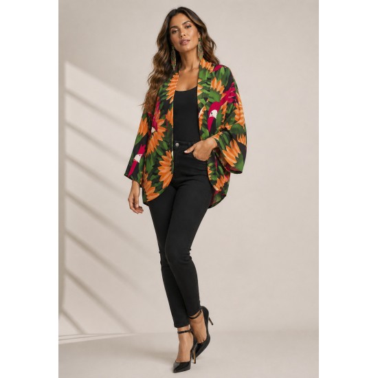 Kimono Viscose Manga Ampla Estampa Festas dos Tucanos