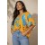 Blusa Gola V Manga Curta Estampa Aurora Botânica