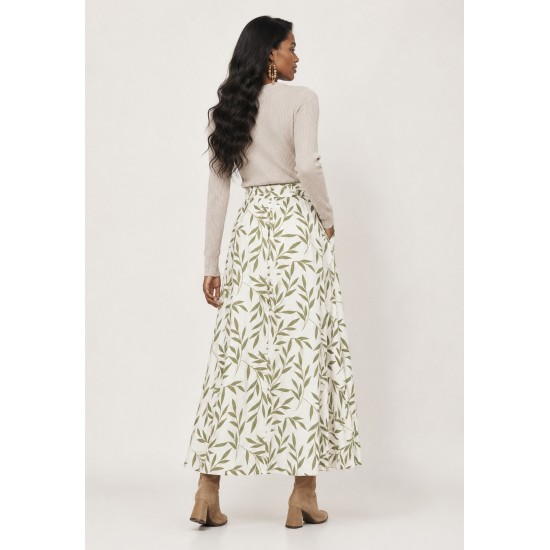 Saia Longa Viscose Brisa Folhagem Serena Verde