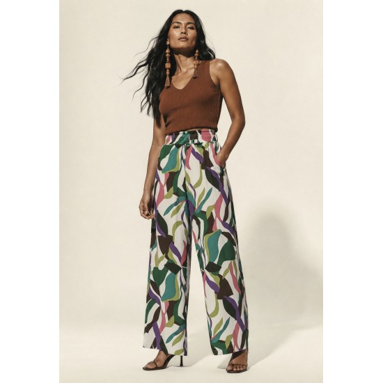 Calça Pantalona Elastic Embaú Estampa Encanto Botânico