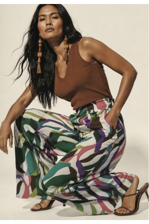Calça Pantalona Elastic Embaú Estampa Encanto Botânico