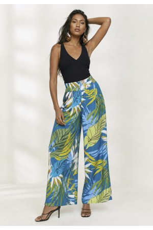 Calça Pantalona Elastic Embaú Estampa Brisa Botânica