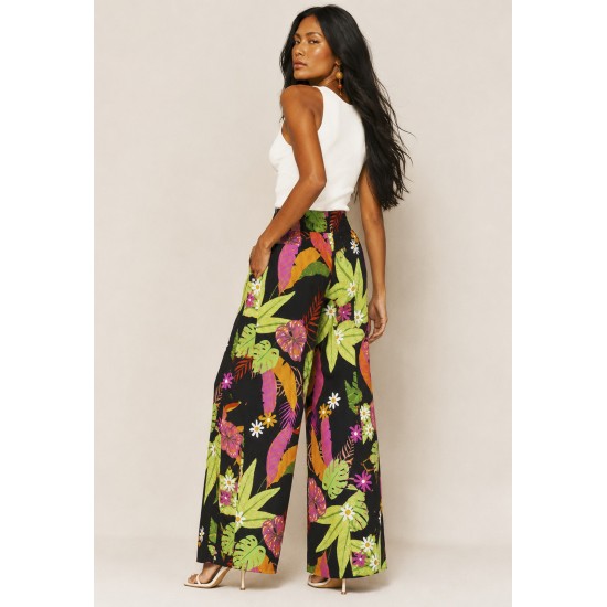 Calça Pantalona Elastic Embaú Estampa Noite Botânica