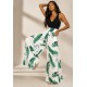 Calça Pantalona Elastic Embaú Estampa Folhagem Poética