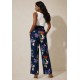 Calça Pantalona Elastic Embaú Estampa Festa das Flores Azul
