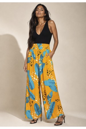 Calça Pantalona Elastic Embaú Estampa Aurora Botânica