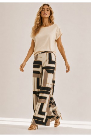 Calça Pantalona Granja Malha Estampa Igaci