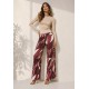 Calça Pantalona Granja Malha Estampa Selva Bordô