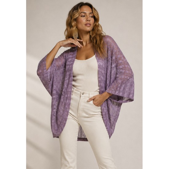 Kimono Ponto Tricot Manga Ampla Rosé