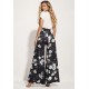 Calça Pantalona Granja Malha Estampa Flores Ebano