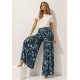 Calça Pantalona Granja Malha Estampa Hibisco Blue