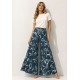 Calça Pantalona Granja Malha Estampa Hibisco Blue