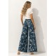 Calça Pantalona Granja Malha Estampa Hibisco Blue