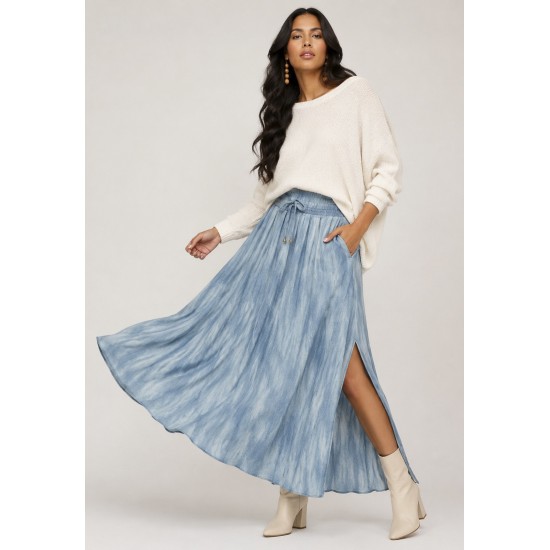 Saia Longa Viscose Tie Dye Blue