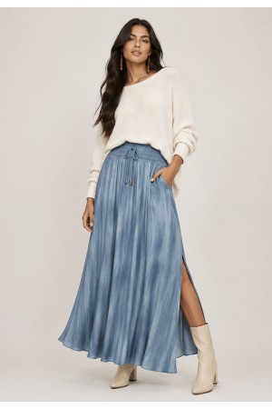 Saia Longa Viscose Tie Dye Blue