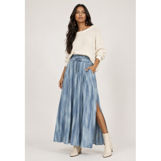 Saia Longa Viscose Tie Dye Blue